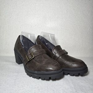 Jellypop Tully Chunky Heeled Brown Loafers Preppy 10M